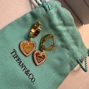 Tiffany Co gold and silver heart earrings